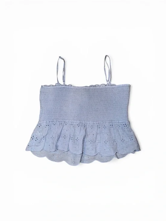 NWT aerie Light Blue Eyelet Tie-Front Camisole - Picture 2 of 6